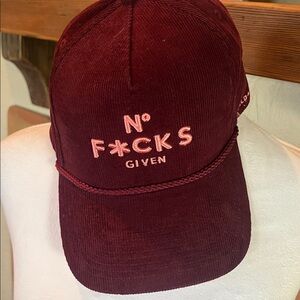 Field Grade  NO F*CKS GIVEN BORDEAUX CORDUROY TRUCKER HAT